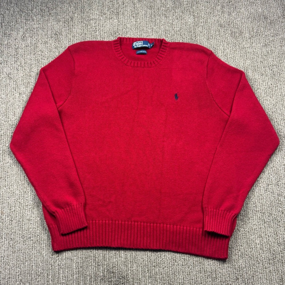VTG Polo Ralph Lauren Pima Cotton Knit Sweater Crew Pullover Mens XXL Red